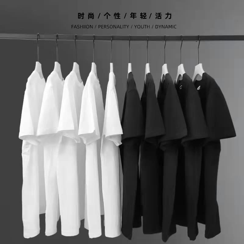 200g Descente Cotton Short Sleeve T-Shirt Unisex Solid Color Crew Neck Undershirt Half Sleeve T-Shirt Bulk Custom
