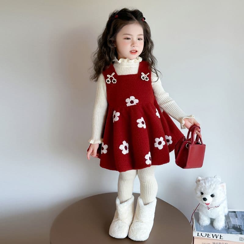 Girls' Vest Dress Bubble Skirt Autumn Winter Dress New Princess Dress Children's Cute Lantern Dress