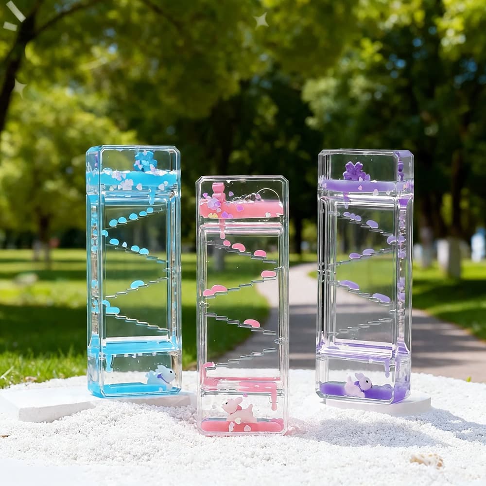 Creative new cherry blossom slide oil drop hourglass transparent decompression quicksand drift bottle small ornaments student gifts