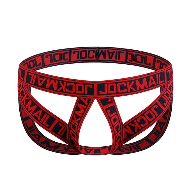 JOCKMAIL men's underwear, low-waist sexy men's double thong underwear, personalized hollow ring sexy thong underwear, letters