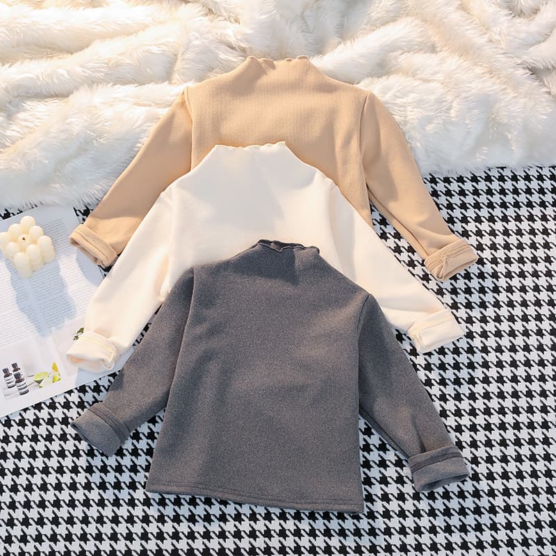 Girls' bottoming autumn and winter new children's long-sleeved T-shirt half turtleneck fungus hem girl's spring and autumn tops versatile inner wear