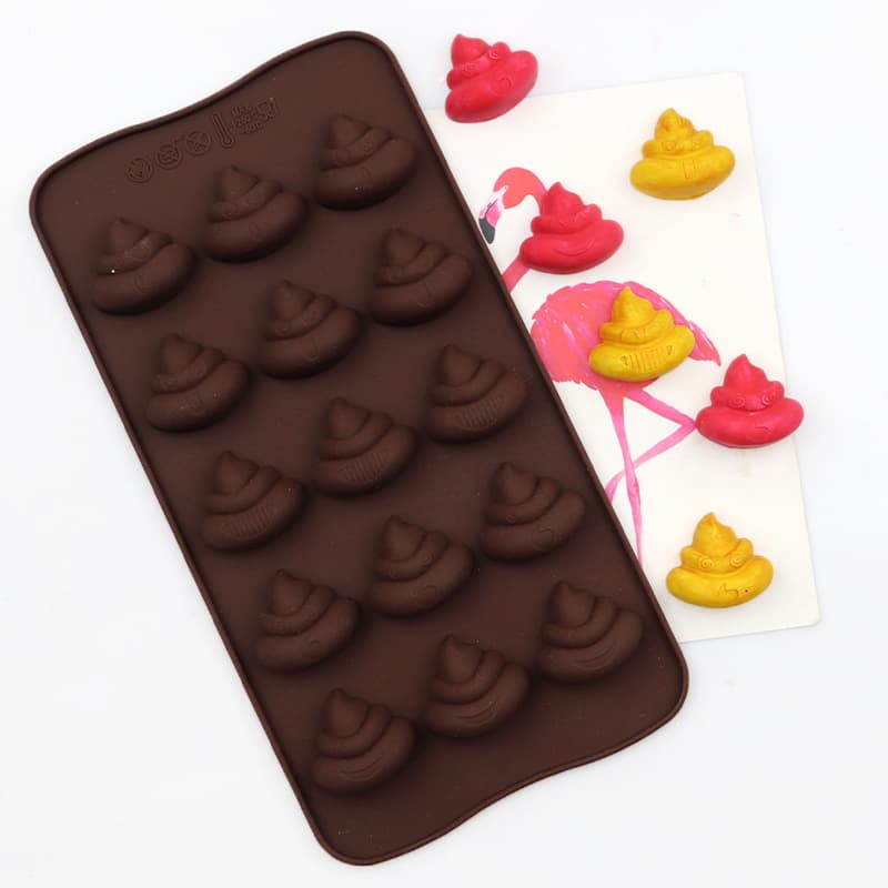 Minghao 15-Cavity Emoji Poop Classic Chocolate Mold Cold Process Soap Mold Silicone Baking Mold DIY Craft