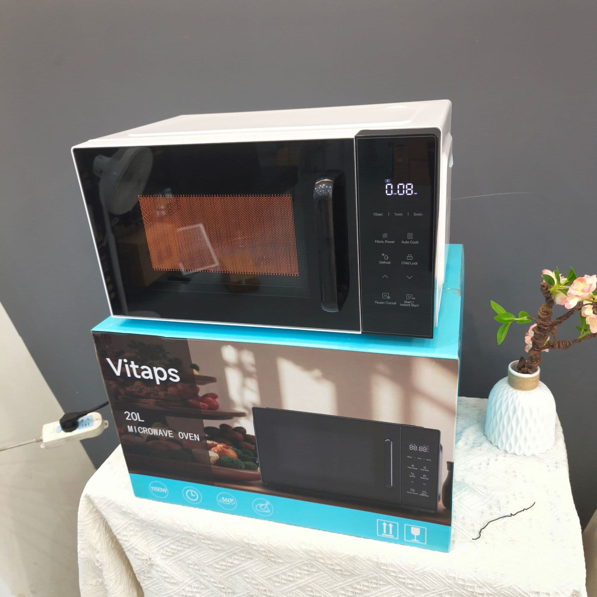 25L Microwave Oven - EU/UK Plug, Household Multifunctional Turntable Mechanical Microwave with Window