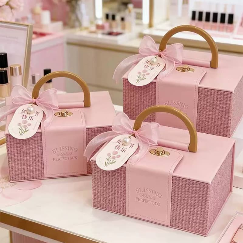 Festive Gift Leather Cosmetic Case for Wedding Engagement Bridesmaid Birthday Gift Box High-End Gift Box Empty