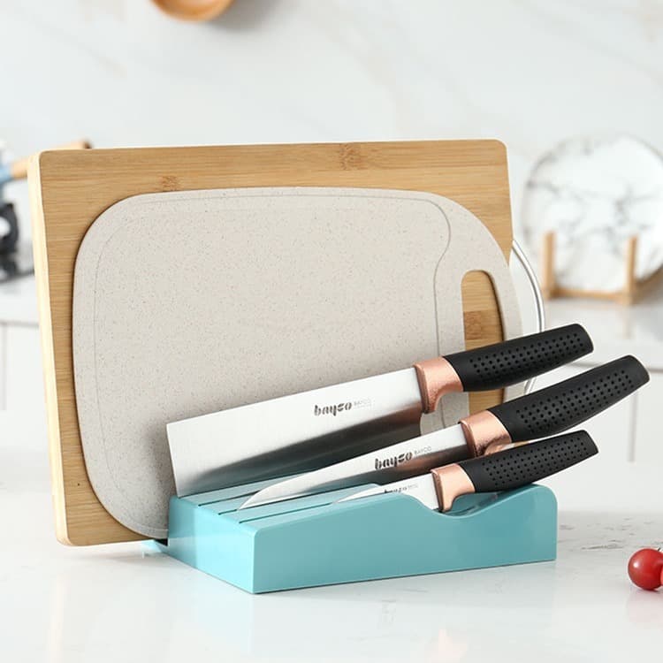 Kitchen countertop horizontal knife holder for knife drain rack fruit knife holder kitchen knife chopping board storage rack kitchen storage rack
