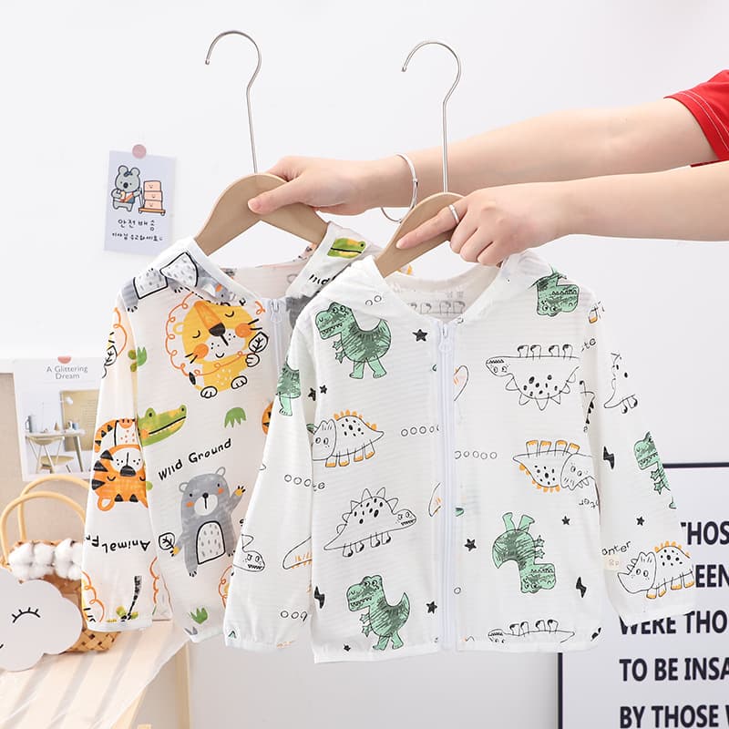 Pure Cotton Baby Sun Protection Shirt Thin Long Sleeve Jacket Unisex Breathable Air-Conditioning Top Infant Summer Skinwear
