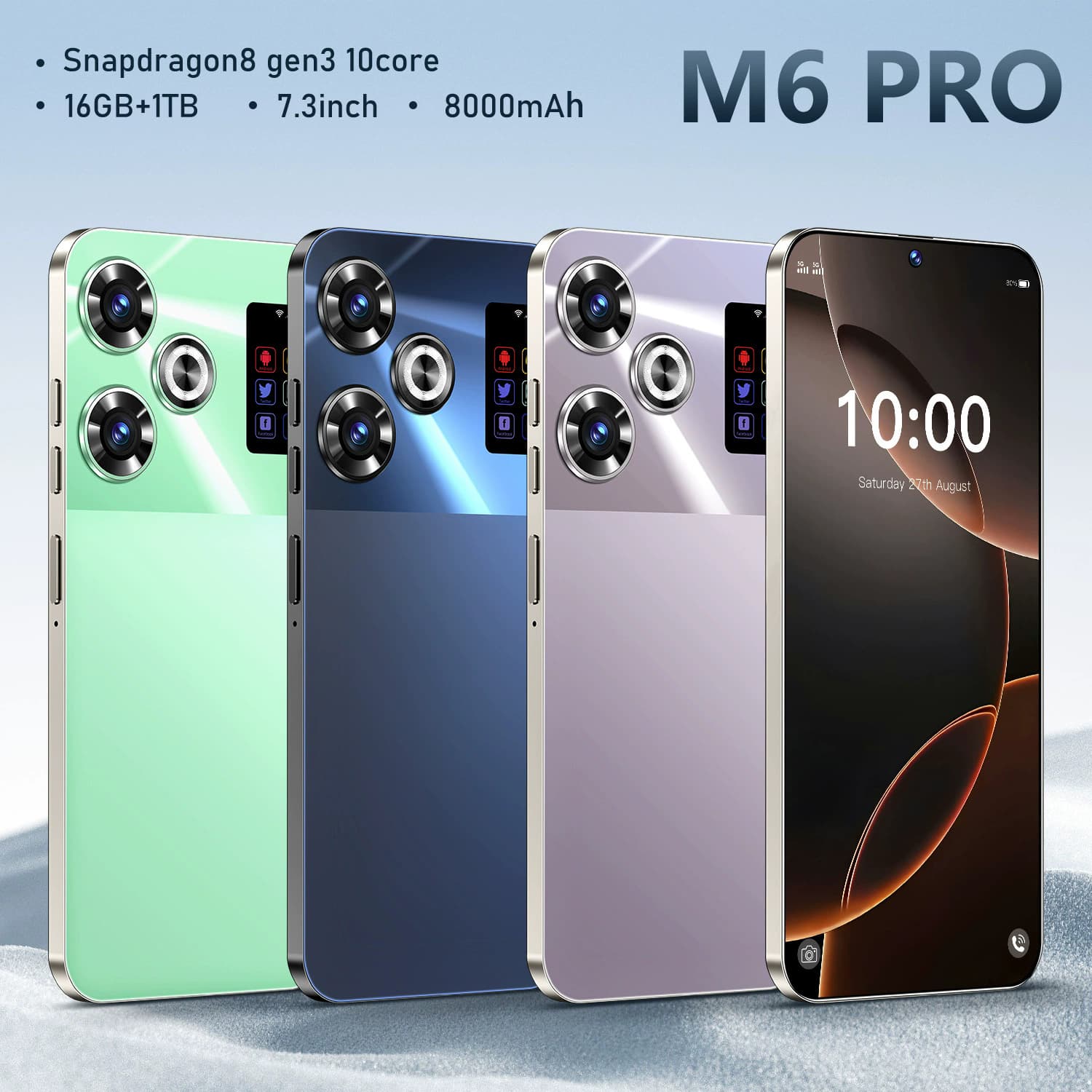 M6 Pro TK Cross-border 4-core Smartphone Android 7.3-inch 3+16GB Low Price True 4G Full Netcom Stock