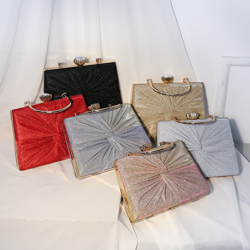 Factory Direct European and American Retro New Women's Evening Bag Handwoven Banquet Metal Handbag Crossbody Small Square Bag