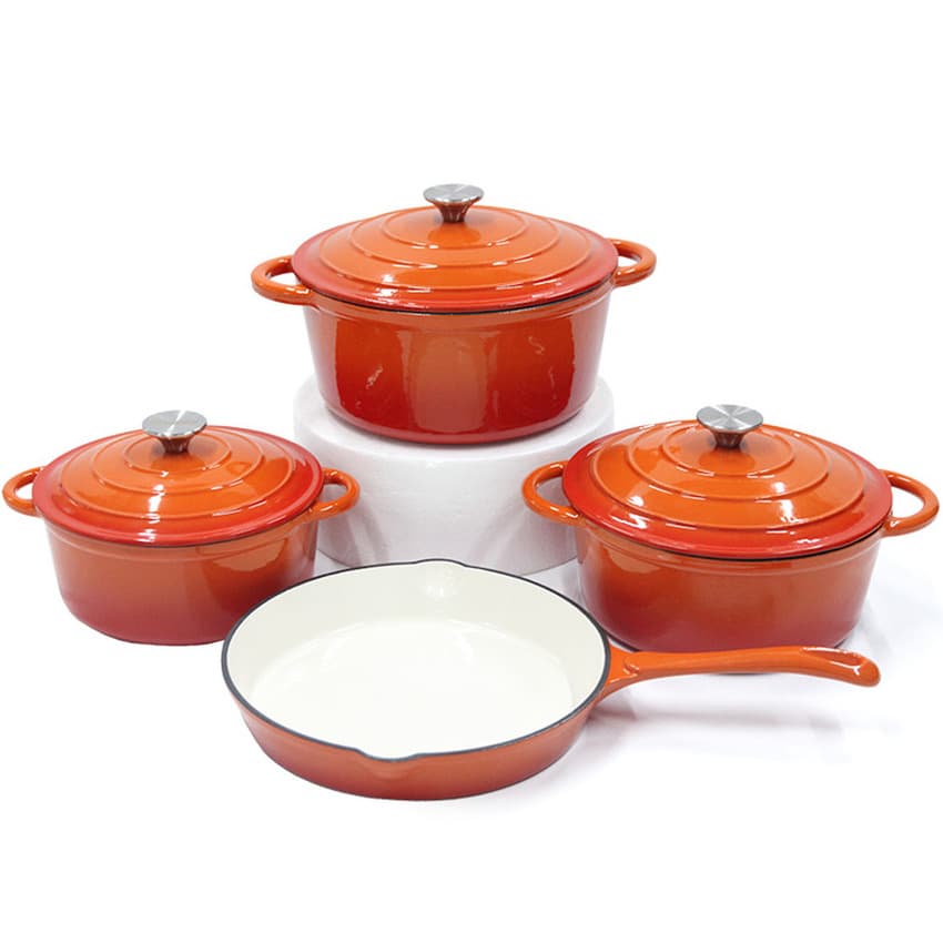 Factory Wholesale Enamel Pot Home Use Porcelain Pot for Soup Casserole Universal Cooking Pot 4-Piece Cookware Set