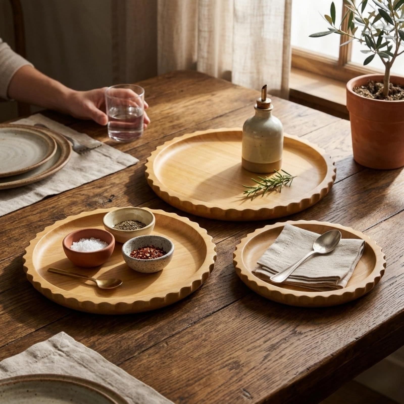 Cross-border wooden lace cutting board three-piece set pizza steak plate cheese deli kitchen ornaments aromatherapy storage decoration