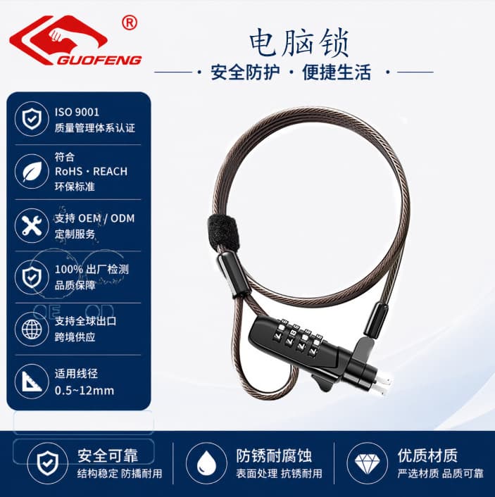 Manufacturer wholesale 6*2.5 keyhole laptop lock tablet anti-theft password lock steel cable computer lock