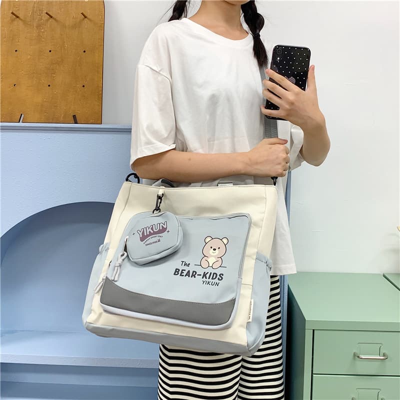 Middle and high school student crossbody bag, large capacity tutoring bag, girl's book bag, class handbag, primary school student's shoulder bag