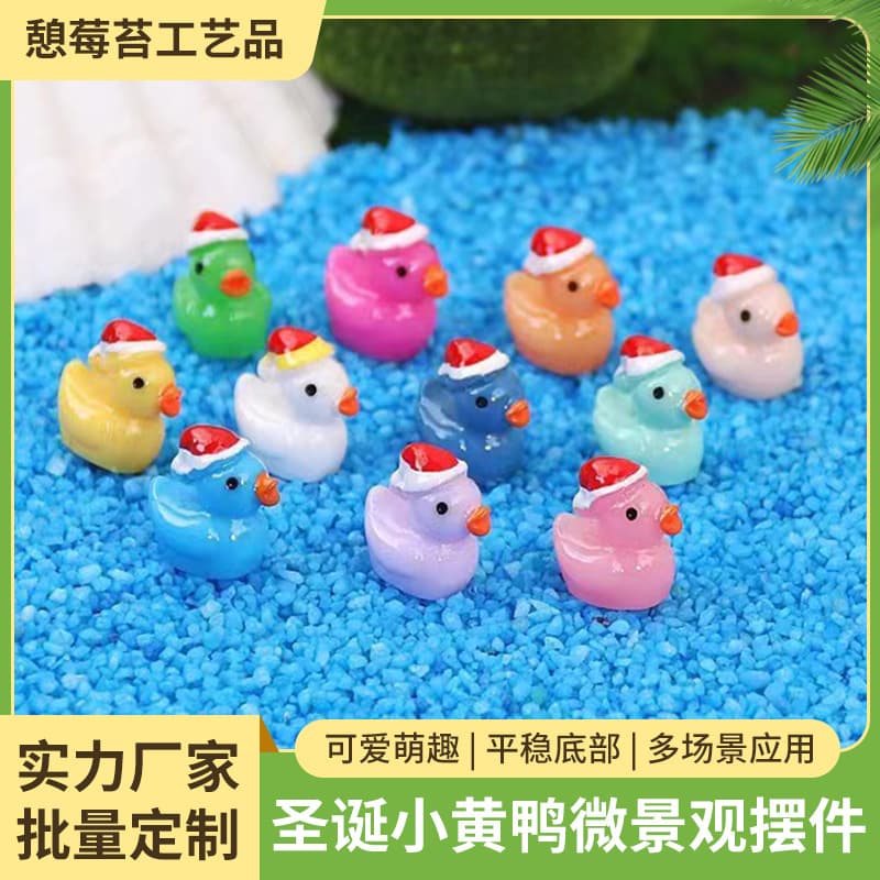 Christmas Duck Car Ornament, Resin Craft DIY Mini Decor, Desktop Decoration, Micro Landscape Miniature