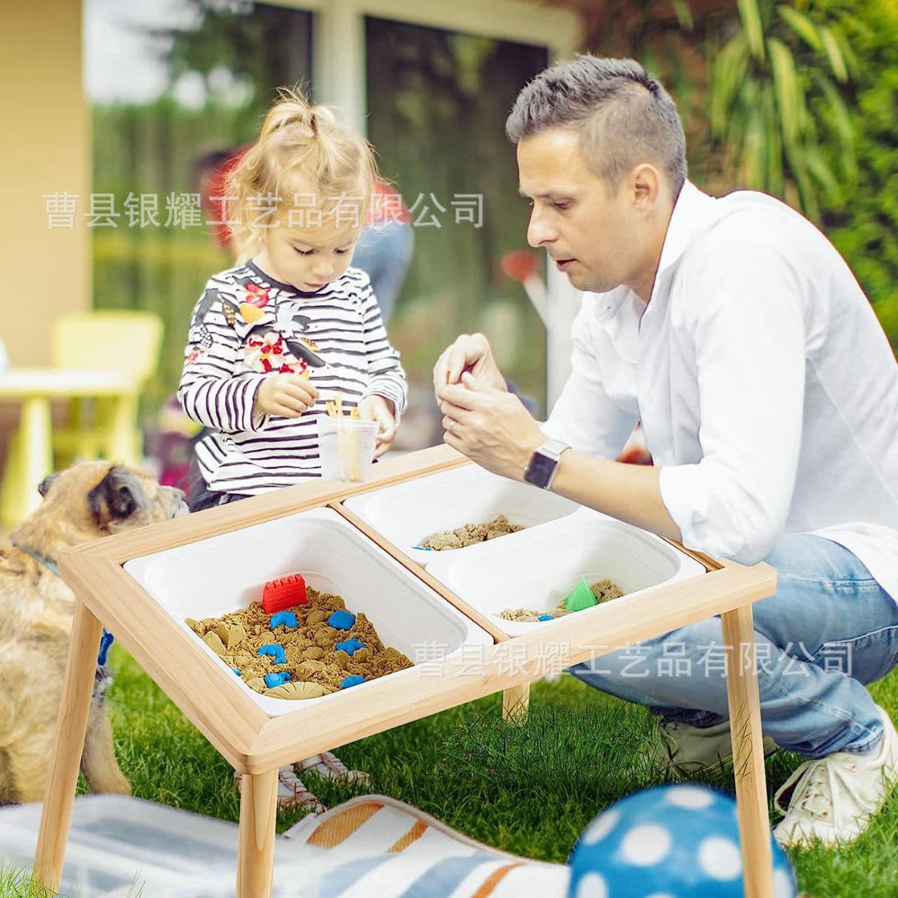 Wooden Children's Photosensitive Educational Toy Game Table, Living Room Building Block Water Table, Suitable for Home Indoor Use