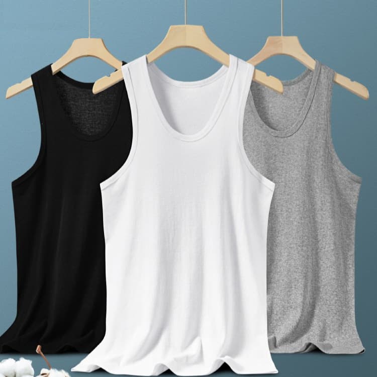 Cross-border Dropshipping Men's Pure Cotton Vest Undershirt Sports Vest Summer Base Layer Breathable Sleeveless Tank Top 100% Cotton