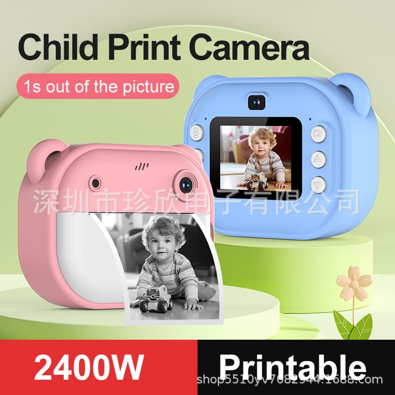 Y600 Instant Camera, a cute cartoon mini digital camera for kids, perfect for taking and printing photos and videos in high definition.