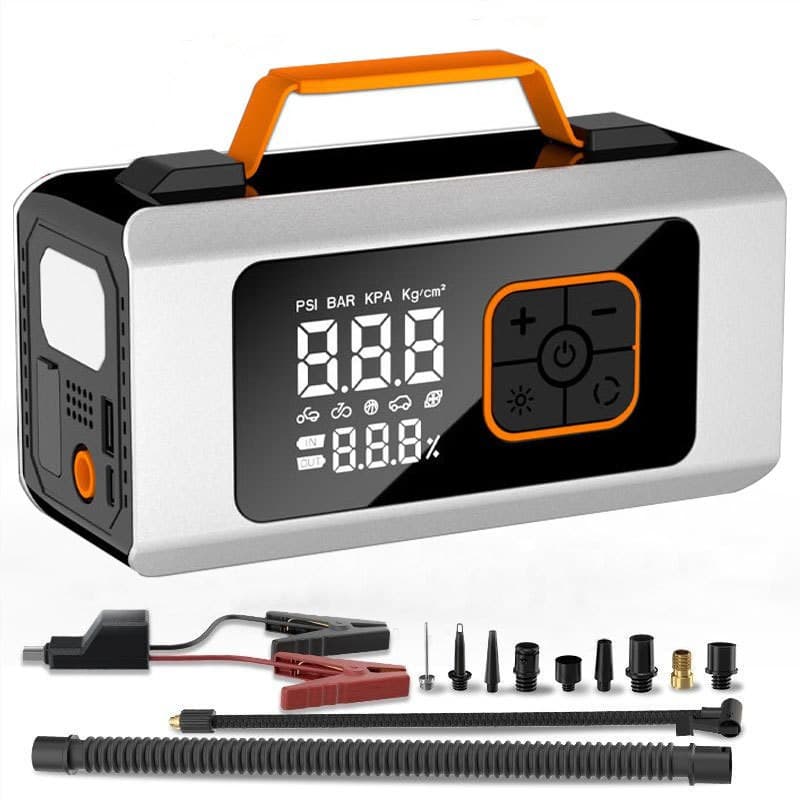 Car air pump, car tire electric air pump and power bank all-in-one emergency starting power supply and power tool