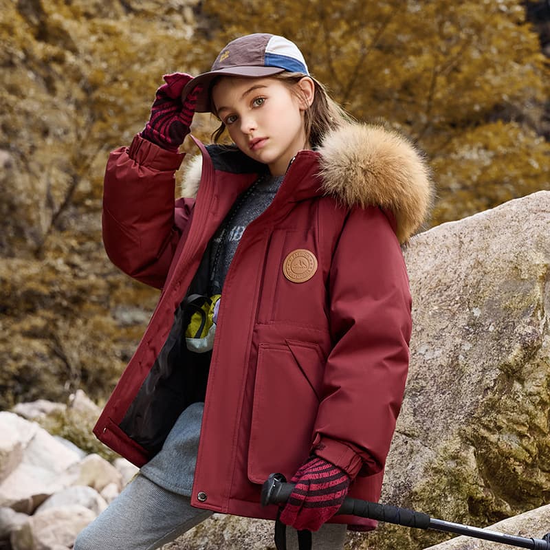 Children's Down Jacket 2025 New Unisex Large Fur Collar, Older Children's White Duck Down Parent-Child Coat Drop Shipping