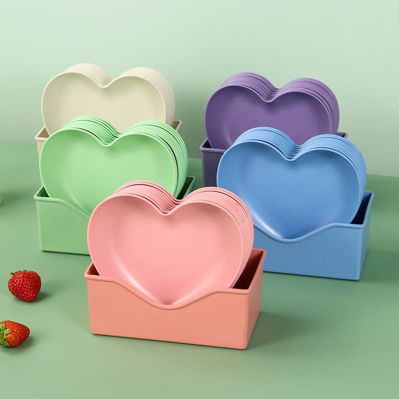 Creative Heart-Shaped Wheat Straw Bone Plate for Hot Pot, Home Bone Spitting Plate, Dried Fruit and Candy Dish, Desktop Snack Serving Plate