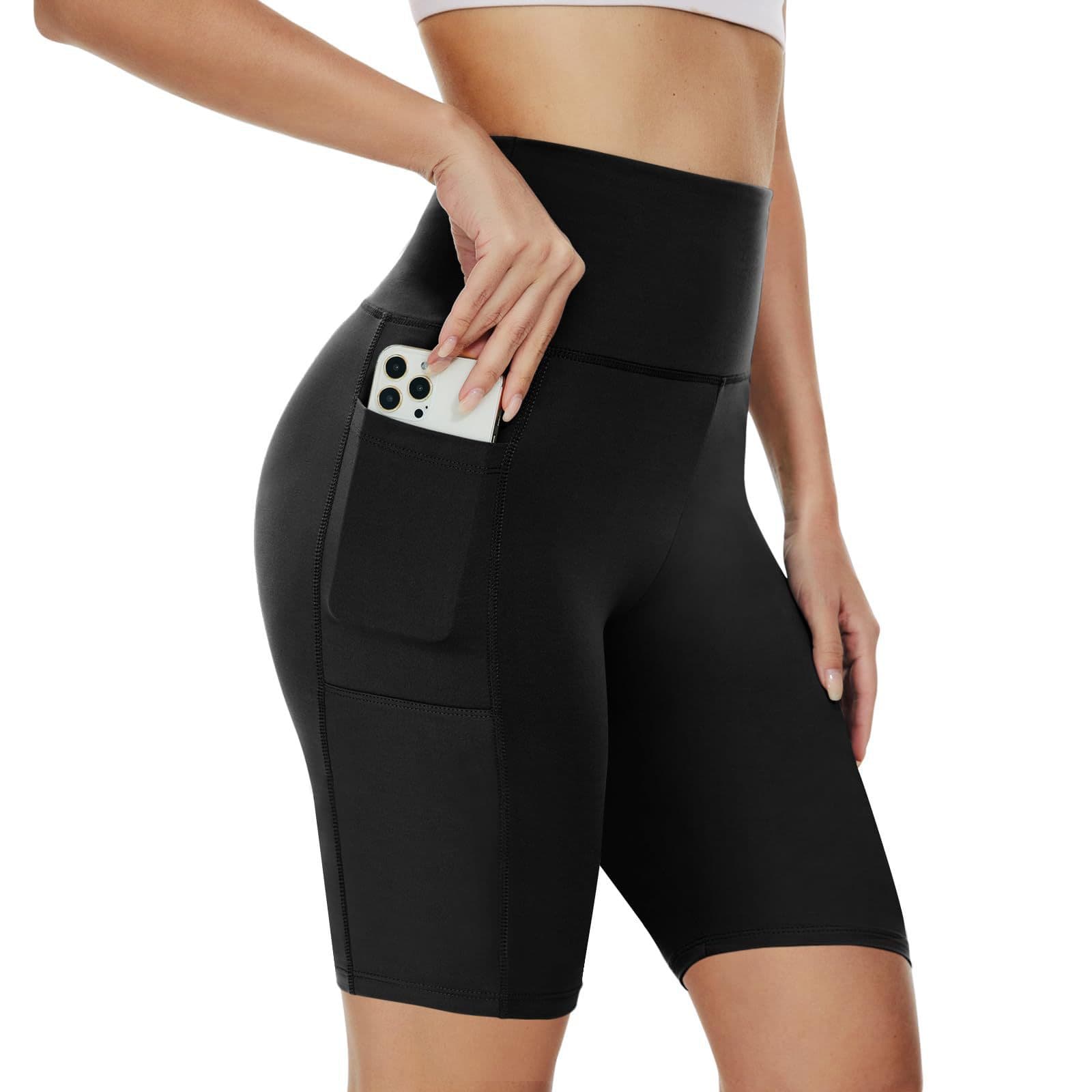 Amazon Pocket Five-Point Sports Compression Leggings Summer Women's Outer Wear Stretchy High-Waist Yoga Leggings
