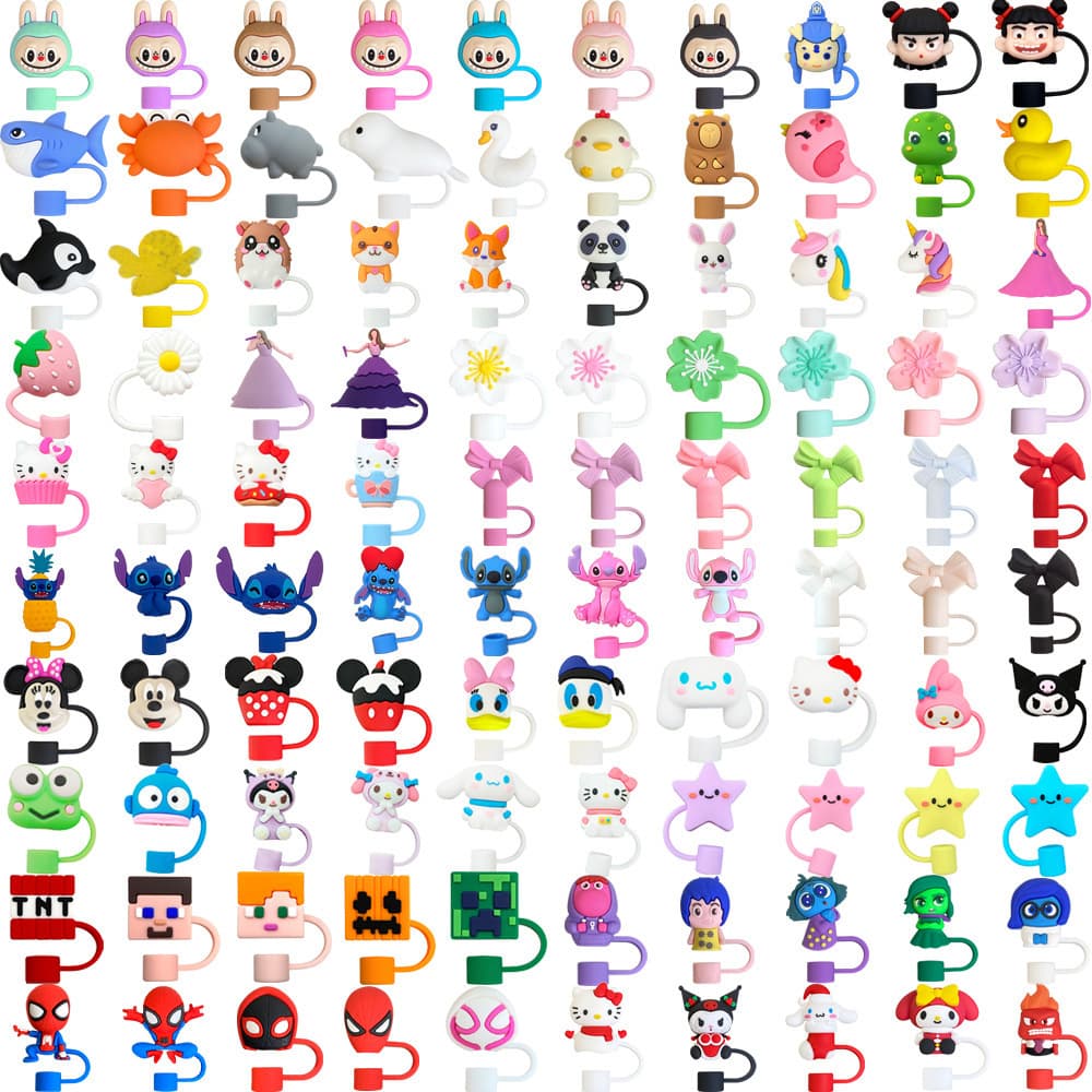 111 Straw Lid Dust Cap 3D Cartoon 10mm Food-Grade Stanley 3D Straw Cap Reusable