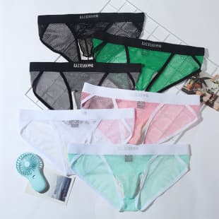 New Cross-Border Men's Sexy Mesh See-Through Briefs Sexy Underwear for Men Custom Manufacturer