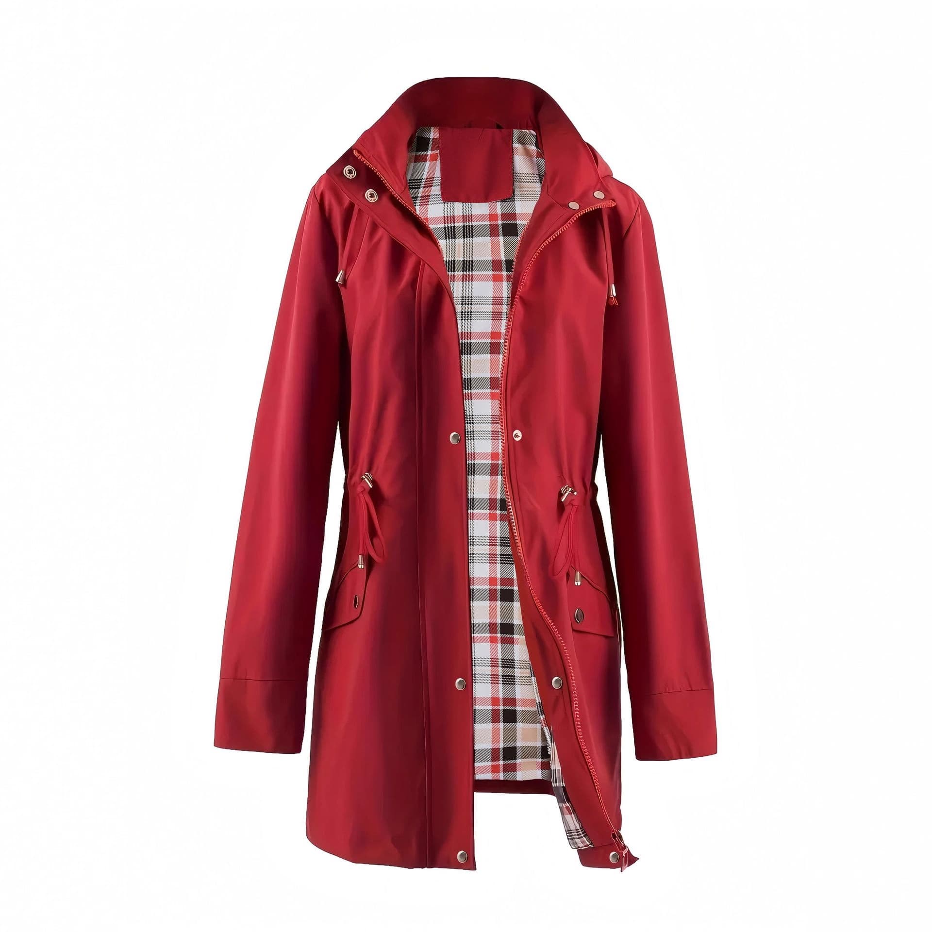 New Women's Trench Coat Water-Repellent Cross-Border Women's Clothing Source High-Quality Women's Apparel Factory Direct Plaid Lined Jacket