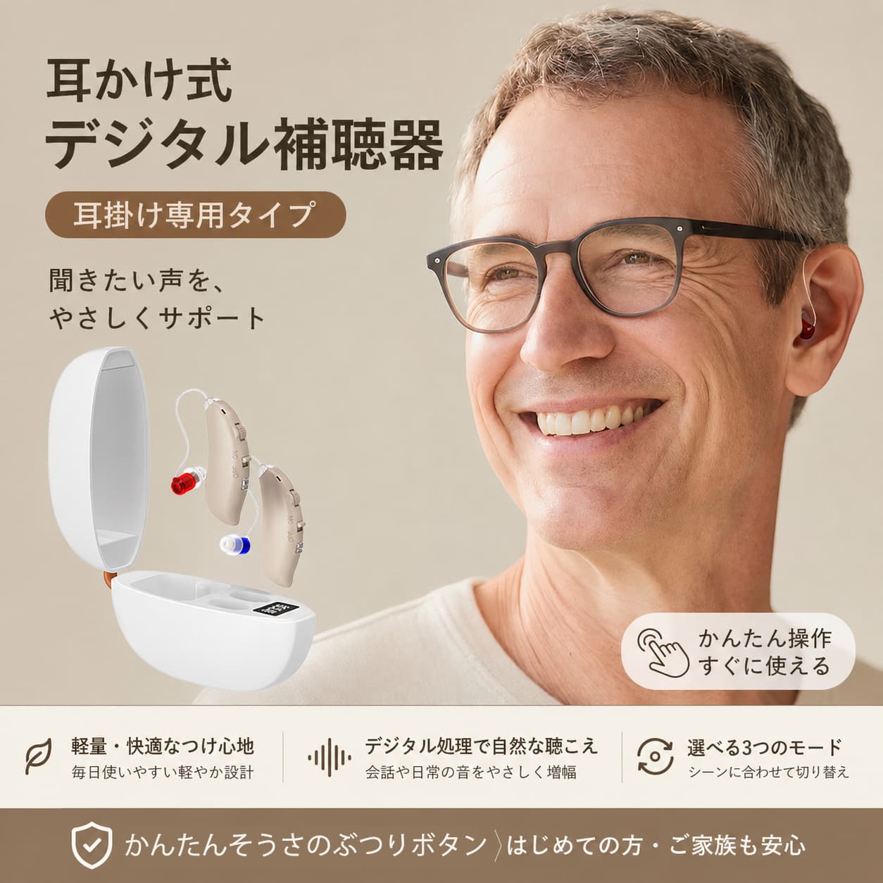 GoodMi 8-Channel Digital Hearing Aid for Elderly, Noise Reduction, Digital Display Charging Case, Smart Sound Amplifier, Wholesale Stock