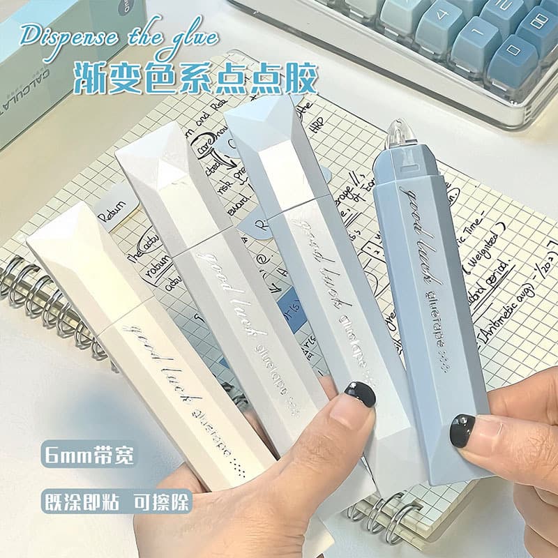 Cross-border pen-style dot glue, high-appearance correction tape-style double-sided adhesive for journaling, handmade scrapbooking, strong stickiness