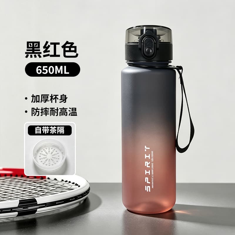 Large Capacity Outdoor Drop-Proof Sports Water Bottle Gradient Color Portable Cup High-Quality Summer Plastic Cup with Locking Lid and Pop-Up Lid