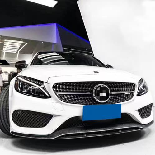 Mercedes-Benz C-Class W205 Sport Pre-facelift to C43 Style Front Lip Front Bumper Spoiler Chin Diffuser Body Kit 15-18