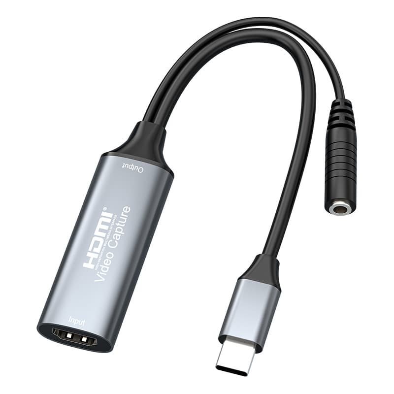High-Definition HDMI Capture Card for Game Streaming/Video Recording, Universal USB 2.0 Type-C with Wired Microphone for Mixing