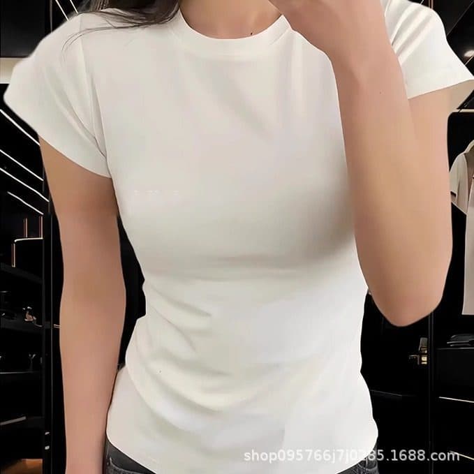 White Women's Fitness Wear Summer Thin Slim Fit Short Sleeve Pilates Training T-Shirt Running Yoga Sports Top