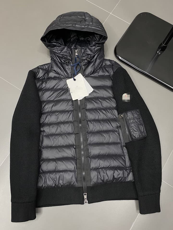 Mengjia Europe Station Luxury Men's Wool Sleeve Knit Spliced Down Jacket Versatile Hoodie Outerwear Trendy Brand