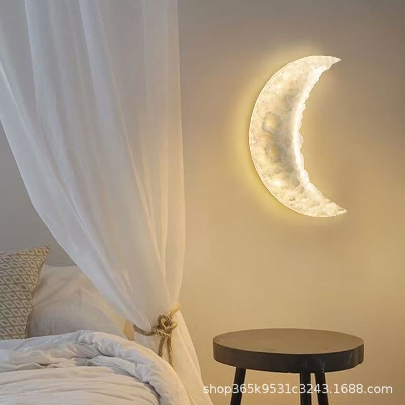 Moon-Shaped Creative Wall Lamp Ambient Modern Minimalist Indoor Bedside Light Hallway Entryway Wall Art Decorative Light