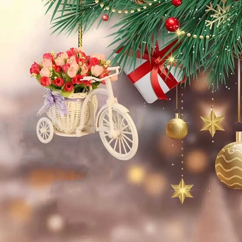 Valentine's Day New Romantic Flower Car 2D Small Hanging Ornament Cross-border Acrylic Flat Car Decoration Festival Gift Pendant