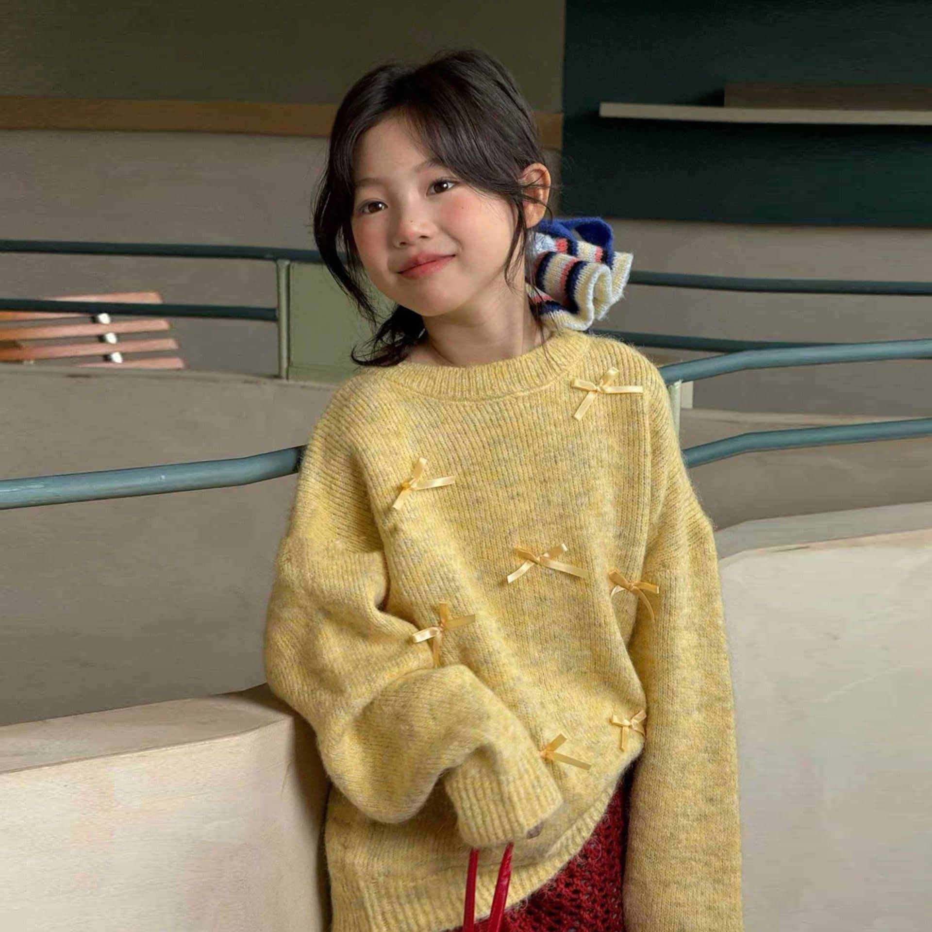 2025 New Autumn/Winter Fashion Loose Fit Korean-style Wool Knit Top for Girls