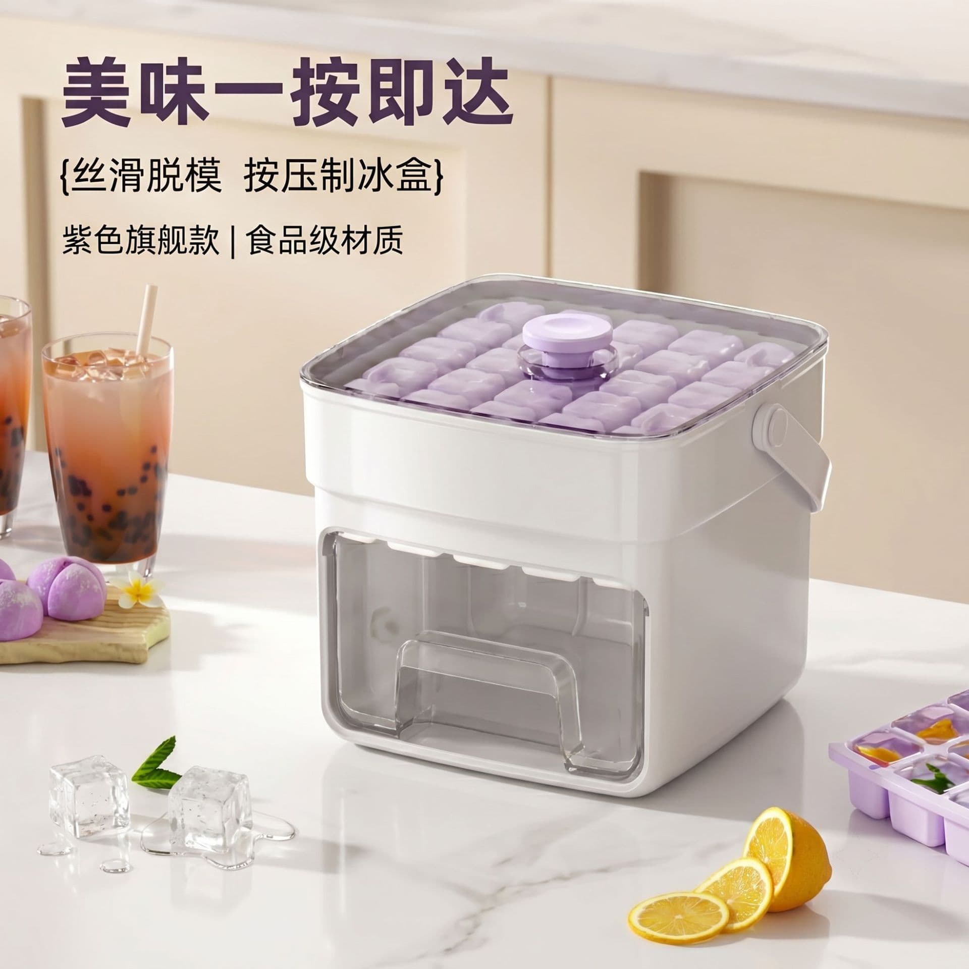 Food-Grade Press Ice Cube Tray, Household Ice Making Mold, Freezer Ice Cube Storage Box, Ice Cube Freezing Tool