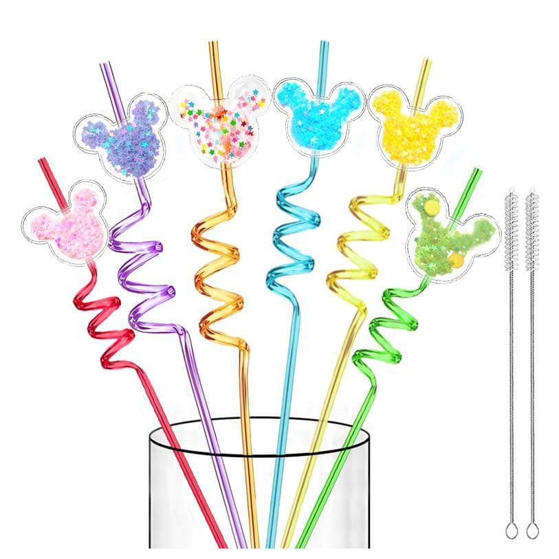 Glowing Mickey Ears Party Favors - Reusable Drinking Straws - Birthday Party Supplies - Suitable For