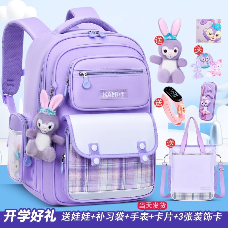 Schoolbags for primary school girls in grades 1, 2, 3 to 6 2025 new ultra-light spine protection and load-reducing large-capacity girls' schoolbags