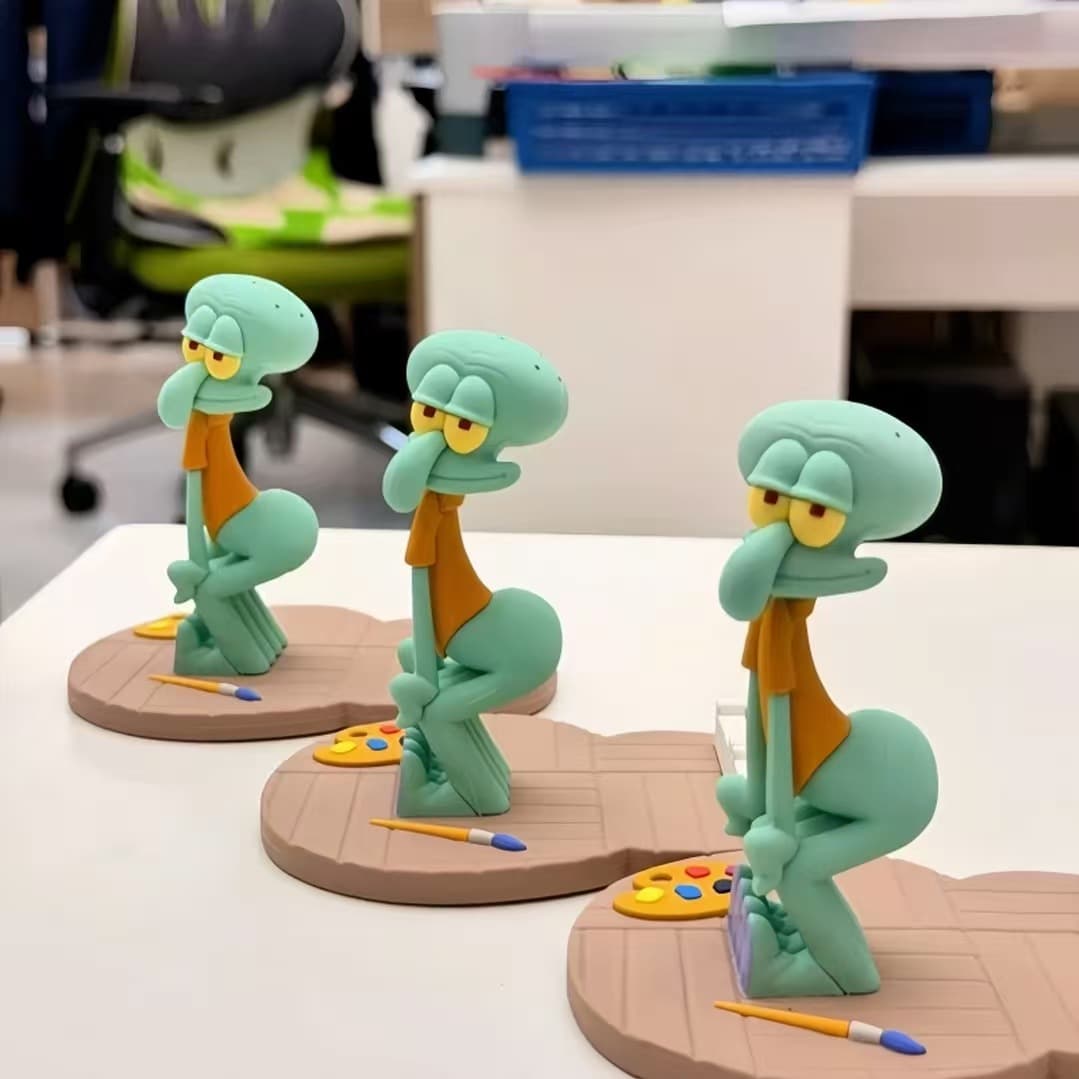 Phone Case with Stand Compatible with Squidward SpongeBob Peripheral Phone Stand Same Style Desktop Drama Watching Creative Cartoon