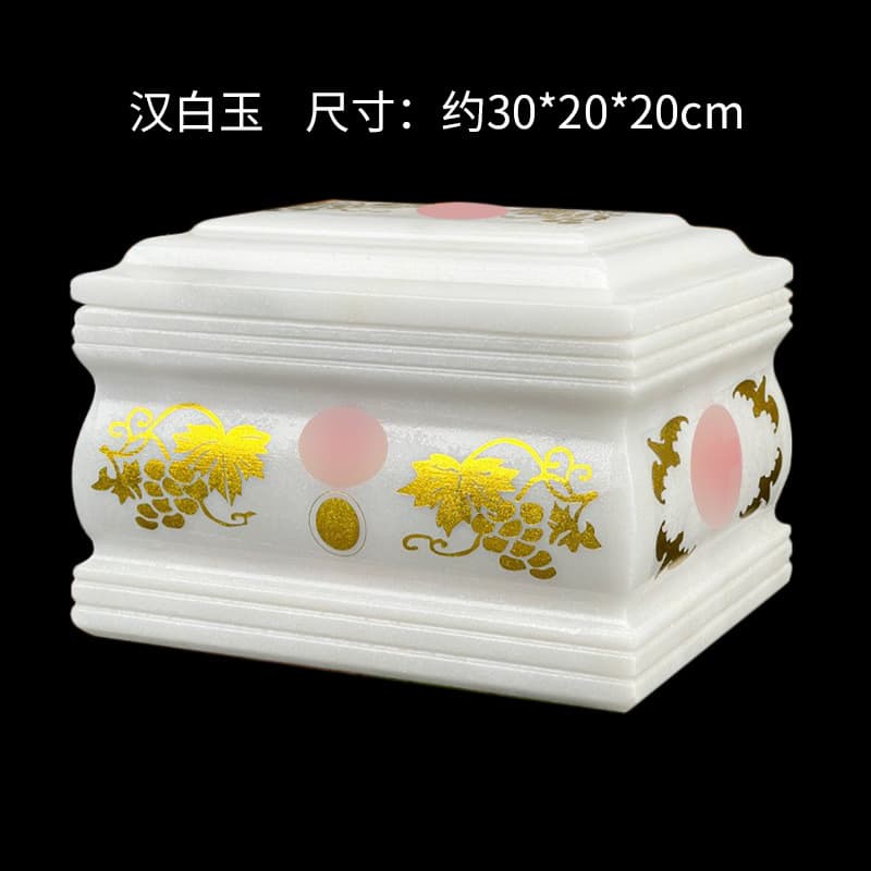 Yifeng cross white marble cremation box for siblings, glass cremation urn, and burial clothing wholesale.