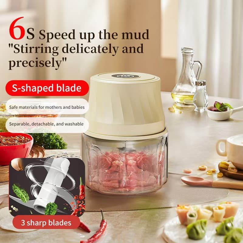 Cross-border Electric Meat Grinder Garlic Masher Baby Food Processor Wireless Mini Portable Automatic Blender Manufacturer