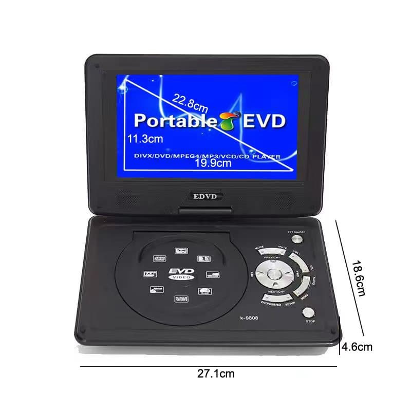 In-stock Source Factory, Foreign Trade US Standard Hot-sale Ultra-thin HD 9.8-inch Mobile DVD Player for Cross-border E-commerce