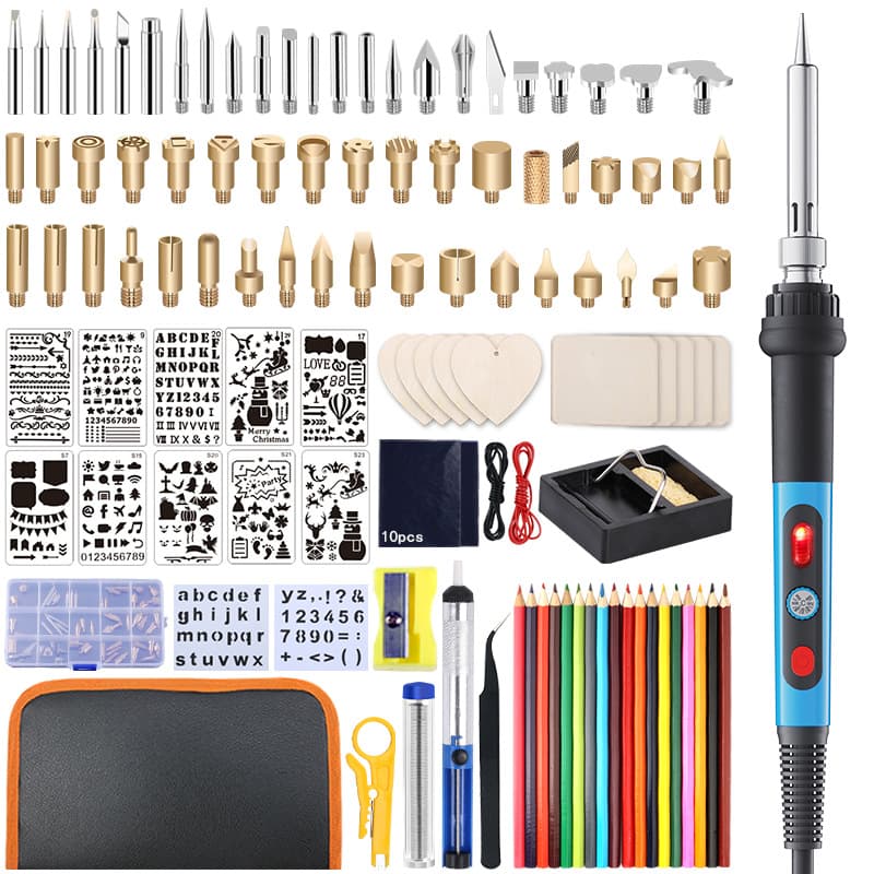 Cross-Border US/EU/UK Plug 100-Piece 80W Soldering Iron Kit, Adjustable Temperature Soldering Pen, Pyrography Set Tool