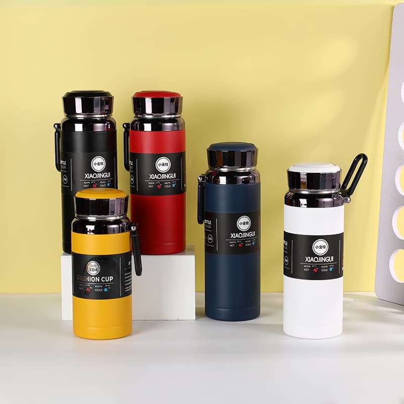 Trendy Portable Stainless Steel Thermos Cup Large Capacity Frosted Straight Cup Tea Infuser Car Cup
