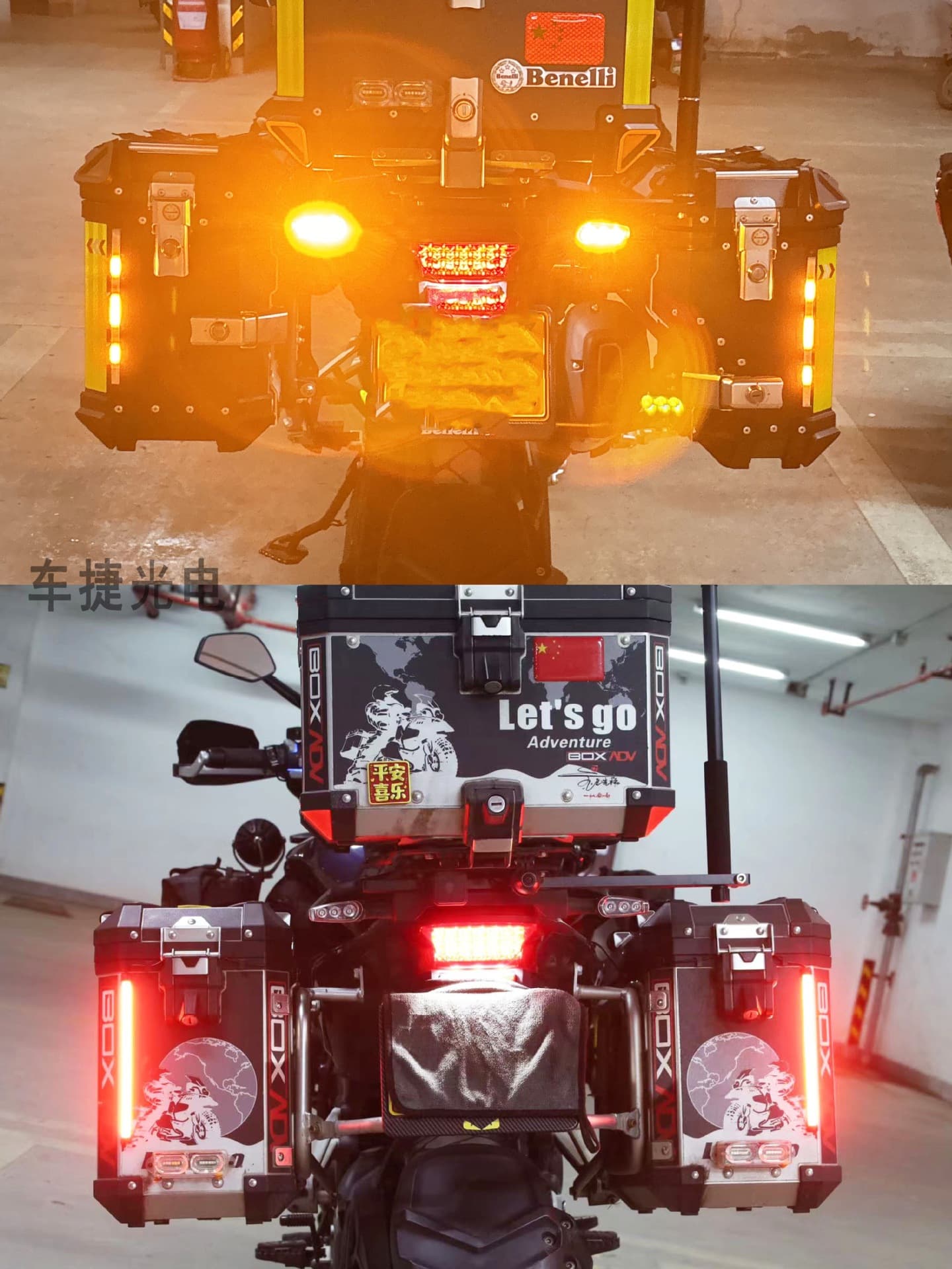 Motorcycle Side Case LED Light Turn Signal Brake Flashing Steady On Modification External Auxiliary Sequential Side Case Tail Light