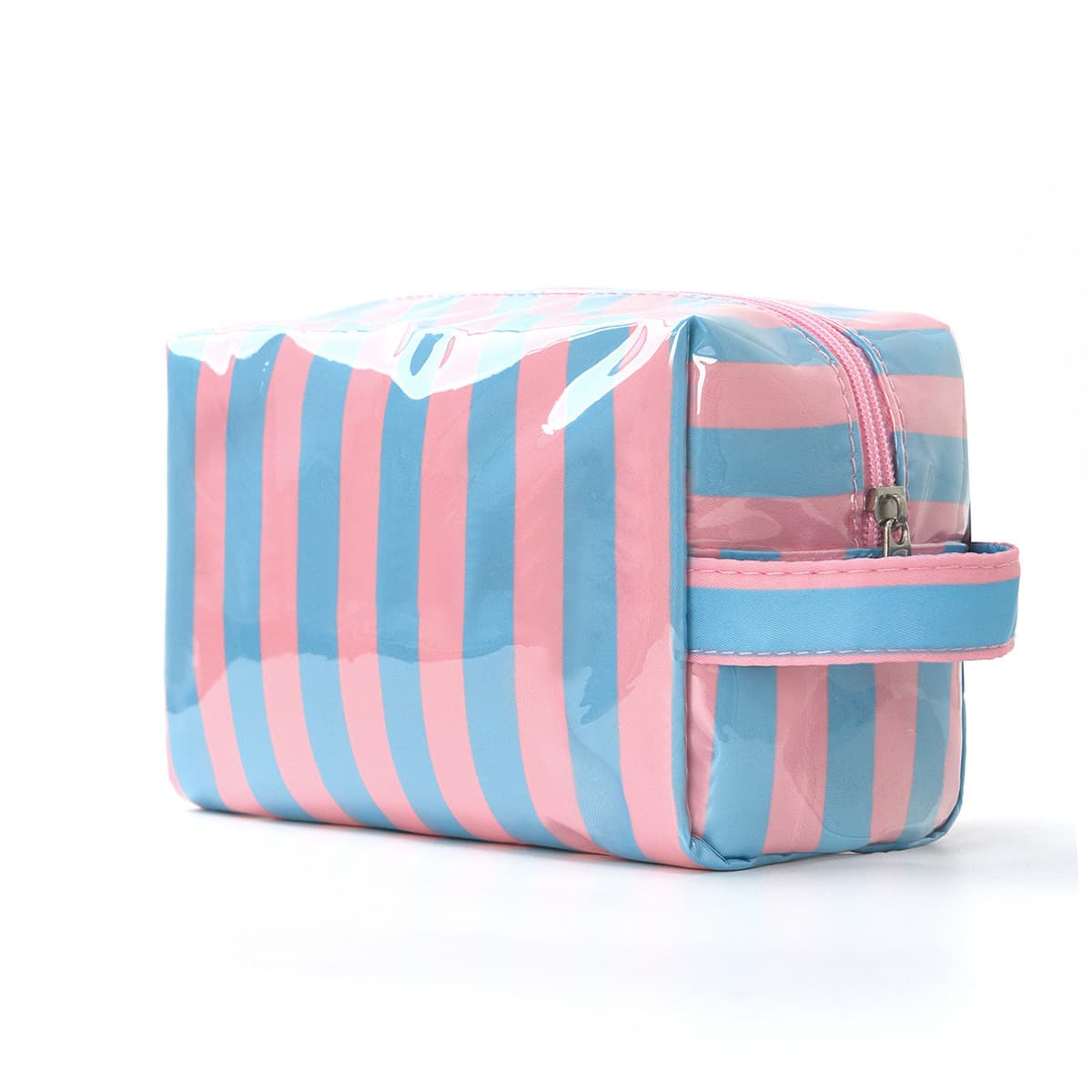 New Cross-Border Travel Large-Capacity Cosmetic Bag, Skincare Product Bag, Portable Design, Lipstick Storage Bag, Striped Women's Bag