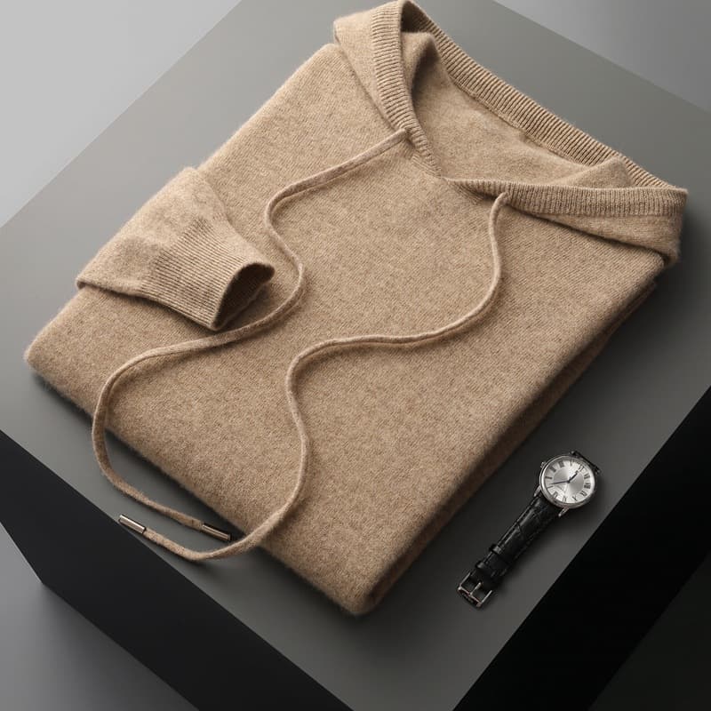 Youth Fashion Seamless Spring Autumn New Cashmere Sweater Men Hooded Knit Wool Hoodie