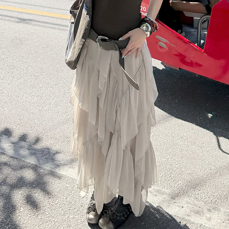 "1.13 New Spring/Summer Products" Mmfish Romantic Ruffled Asymmetric Tulle Skirt 26Q065